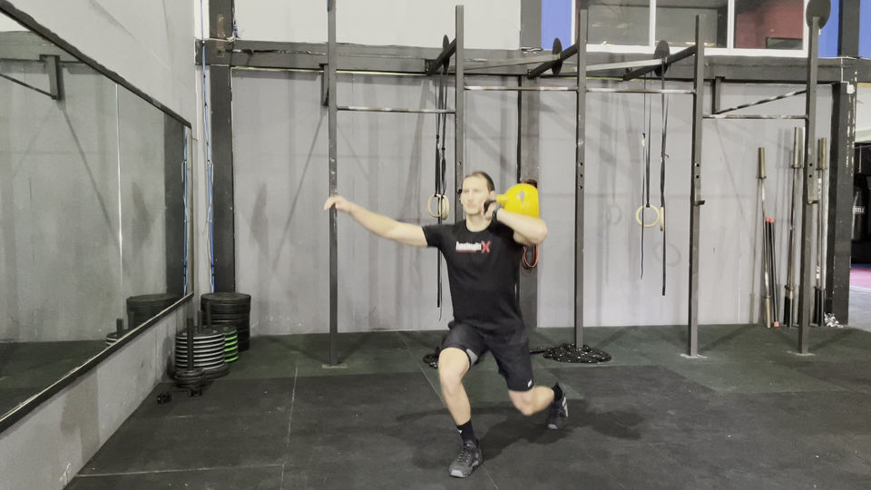 Single Arm Front Rack Kettlebell Lunge